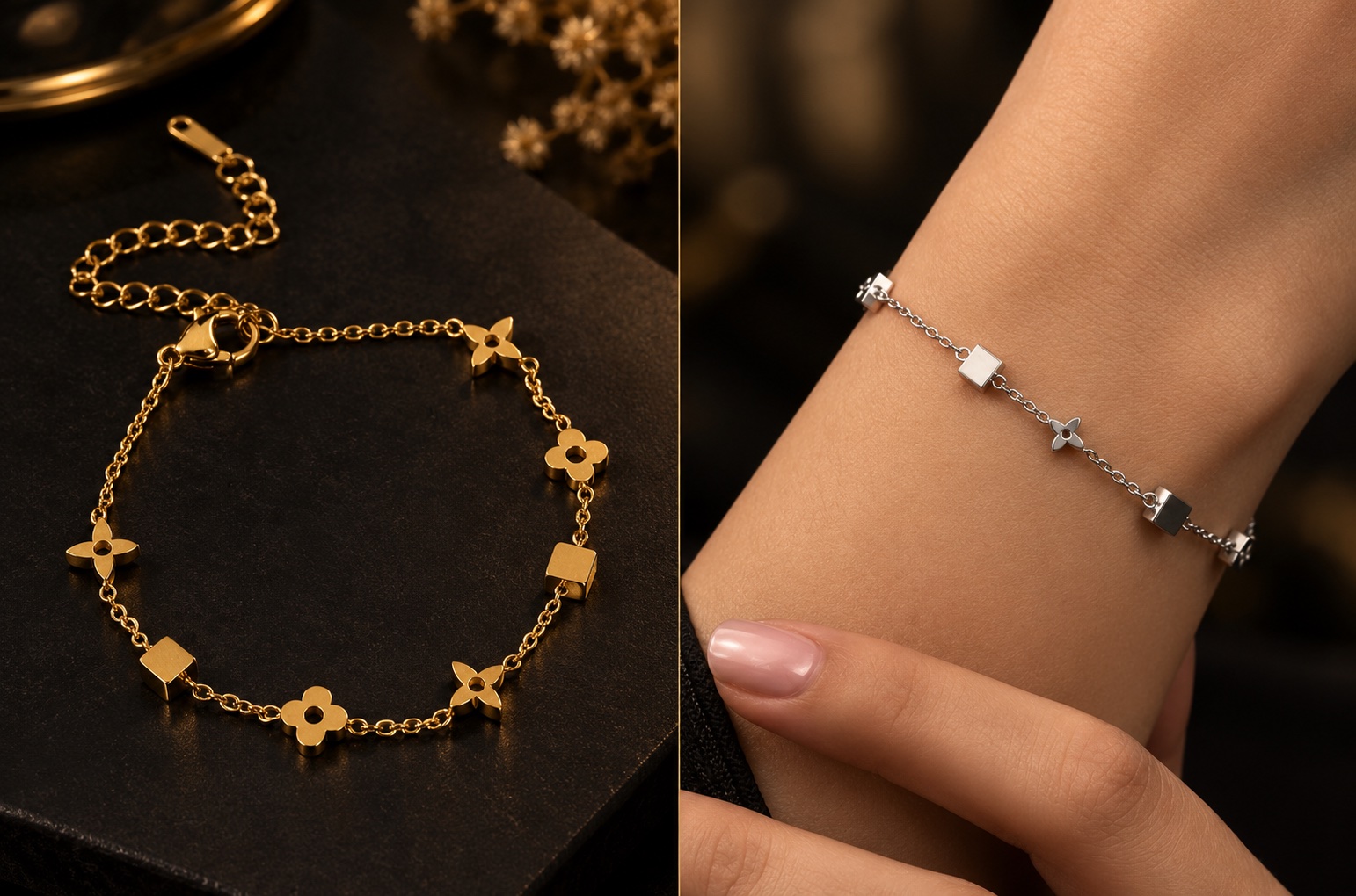 Square link bracelet by Moonelle Official — view 1