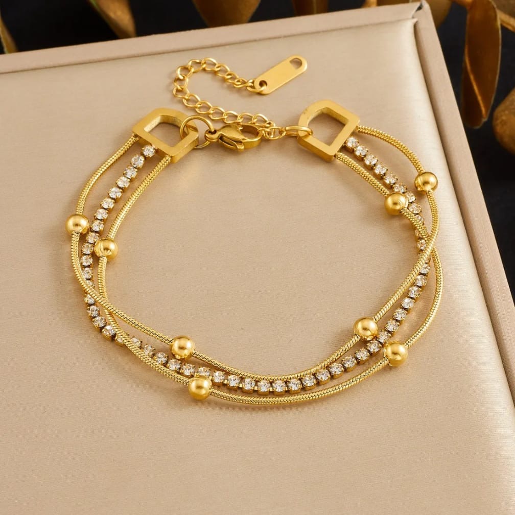 Double row crystal bracelet by Moonelle Official — view 1