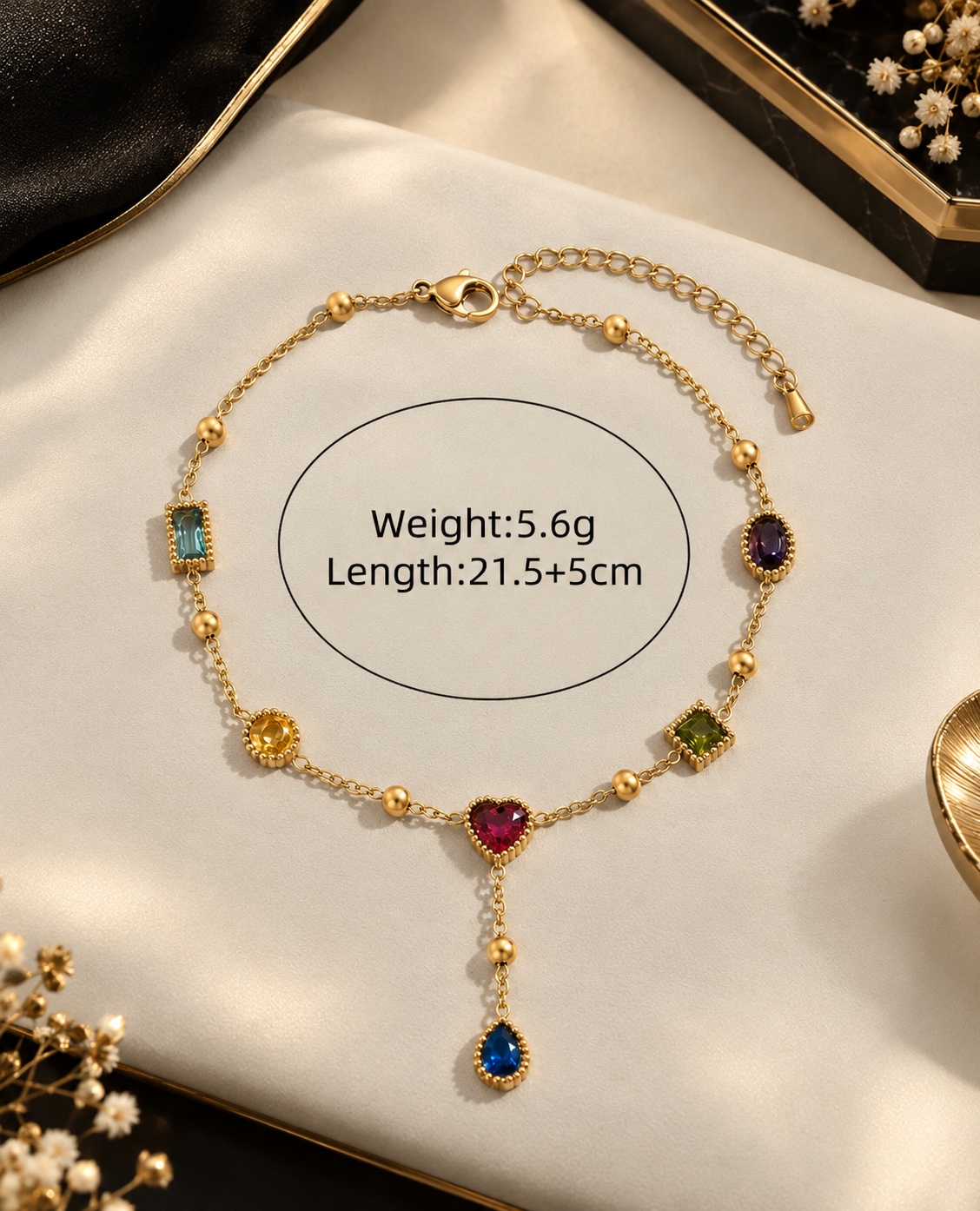 Gemstone heart bracelet by Moonelle Official — view 1